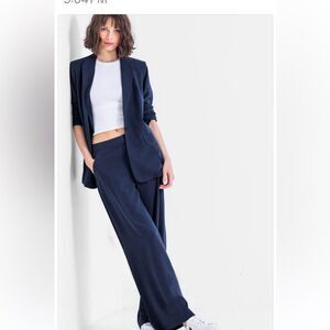 Go by GoSilk Mattes/Shine Wide Leg Silk Pants in Midnight Navy L NWT